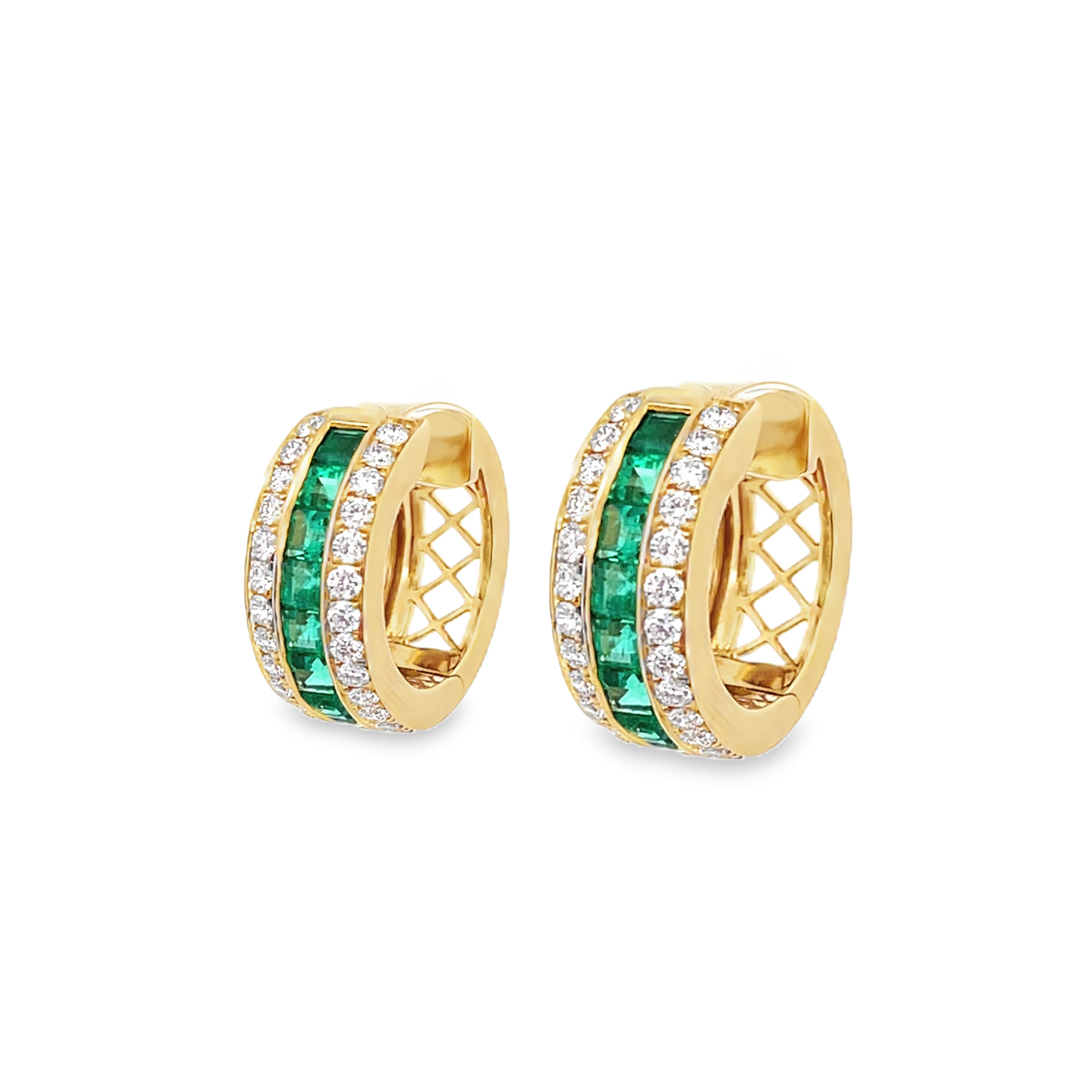 Brown & Co. 18k Yellow Gold And Emerald Hoop Earrings