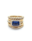 Estate 18k Yellow Gold David Yurman Tanzanite & Diamond Stax Ring