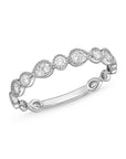 Memoire 18k White Gold Vintage Pear & Round Diamond Band