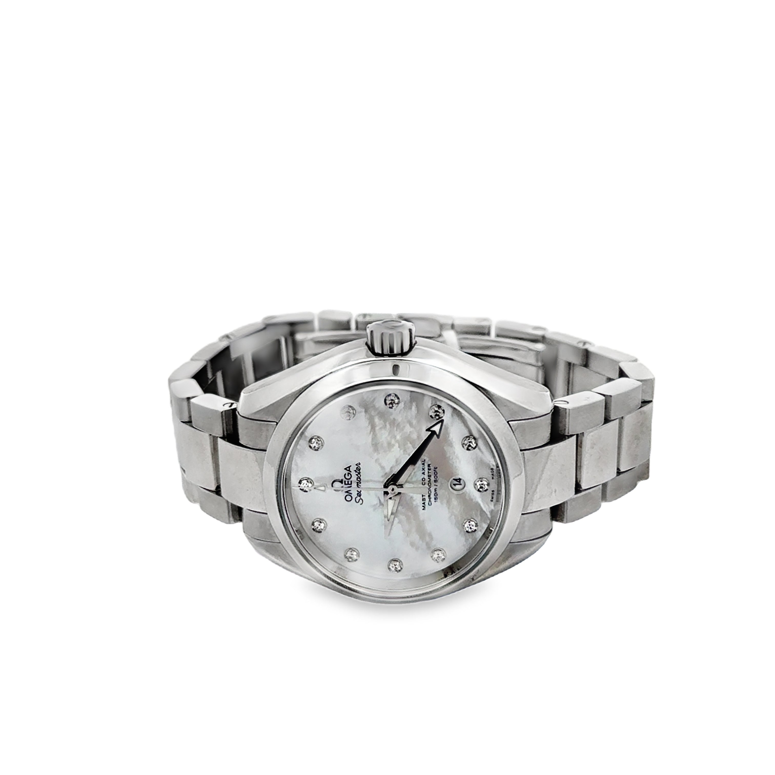 stainless steel pre owned omega aqua terra