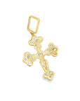 Estate 14k Yellow Gold Diamond Cross Necklace On Omega Chain