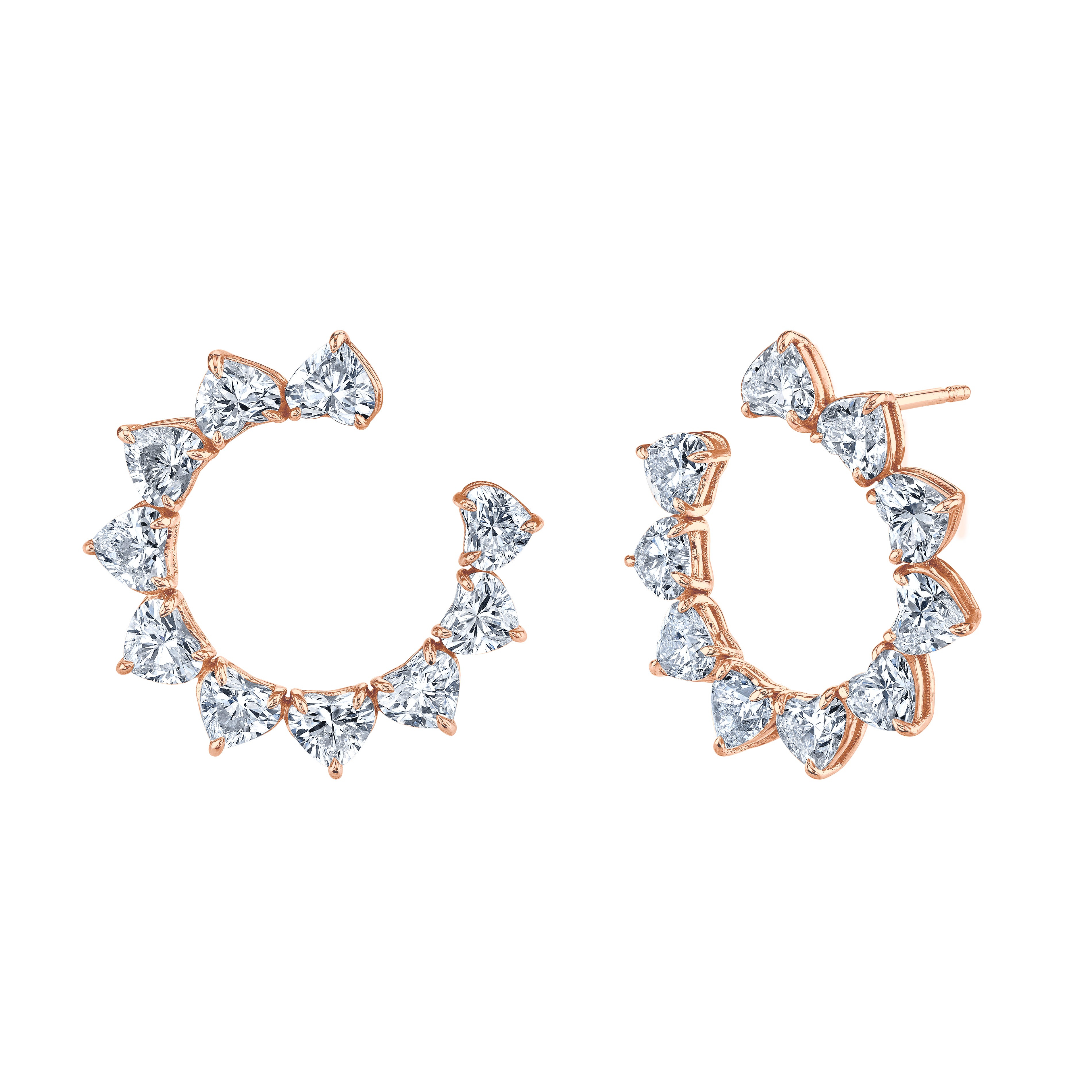 Norman Silverman 18k Rose Gold Heart Diamond Earrings