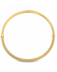 A polished yellow gold snake-style bangle bracelet on a clean white background.