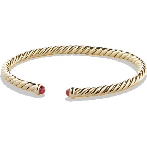 David Yurman Cable Flex Bracelet In 18k Yellow Gold With Rubies, 4mm