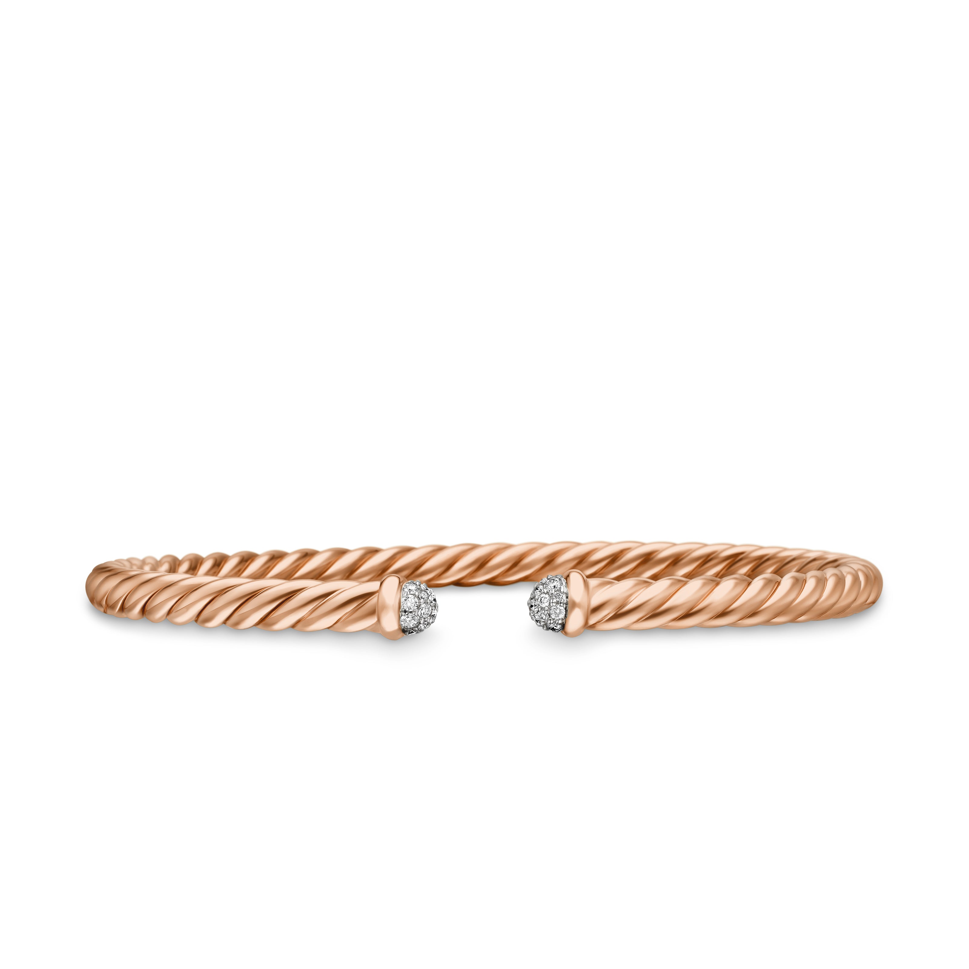 David Yurman Cable Flex Bracelet In 18k Rose Gold With Diamonds, 4mm