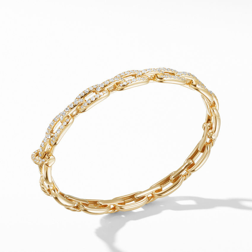 David Yurman Stax Chain Link Bracelet In 18k Yellow Gold With Diamonds, 7mm