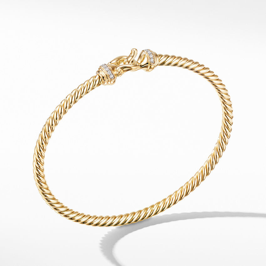 David Yurman Buckle Cablespira® Bracelet In 18k Yellow Gold With Diamonds, 3.5mm
