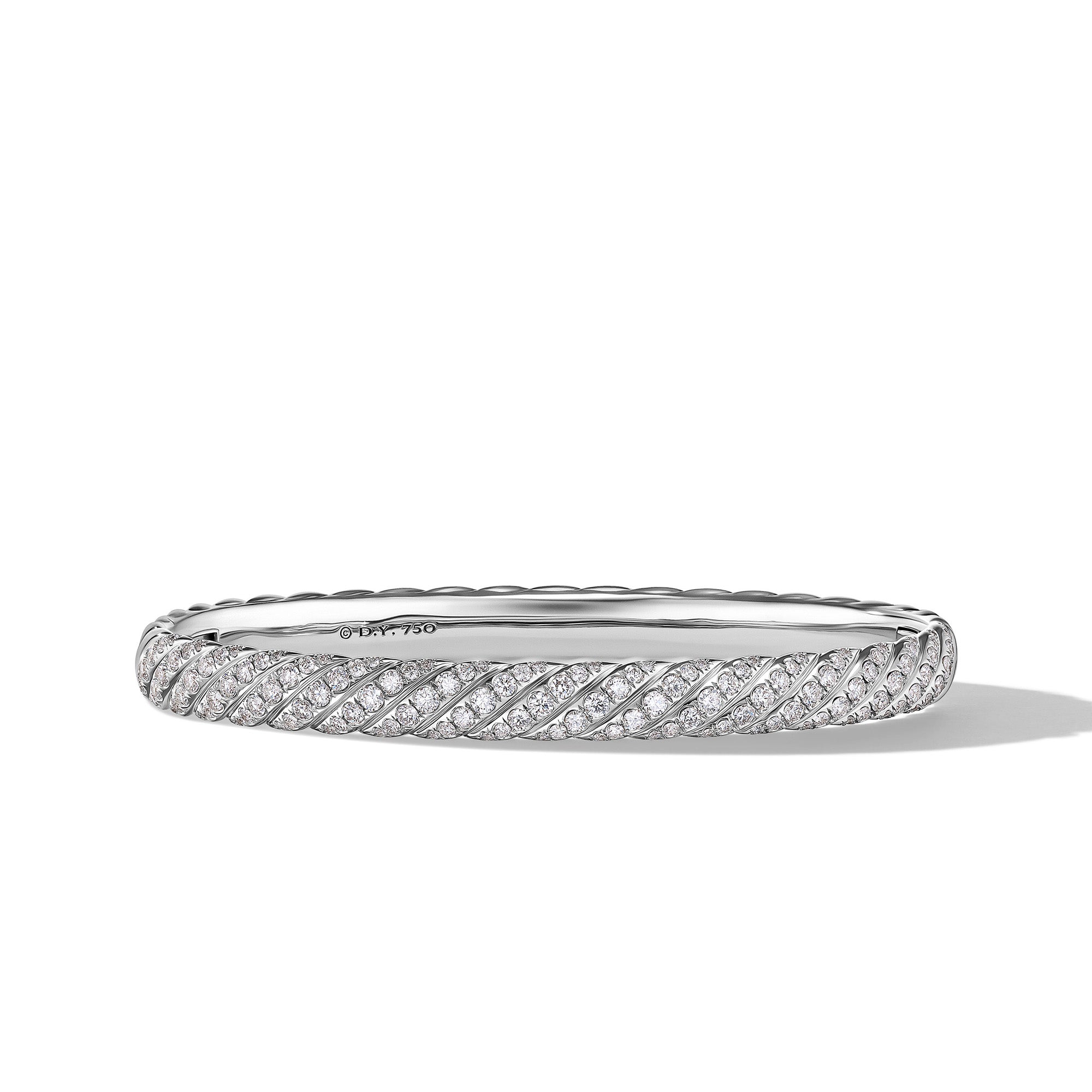 David Yurman Sculpted Cable Bangle Bracelet In 18k White Gold With Diamonds, 6.2mm