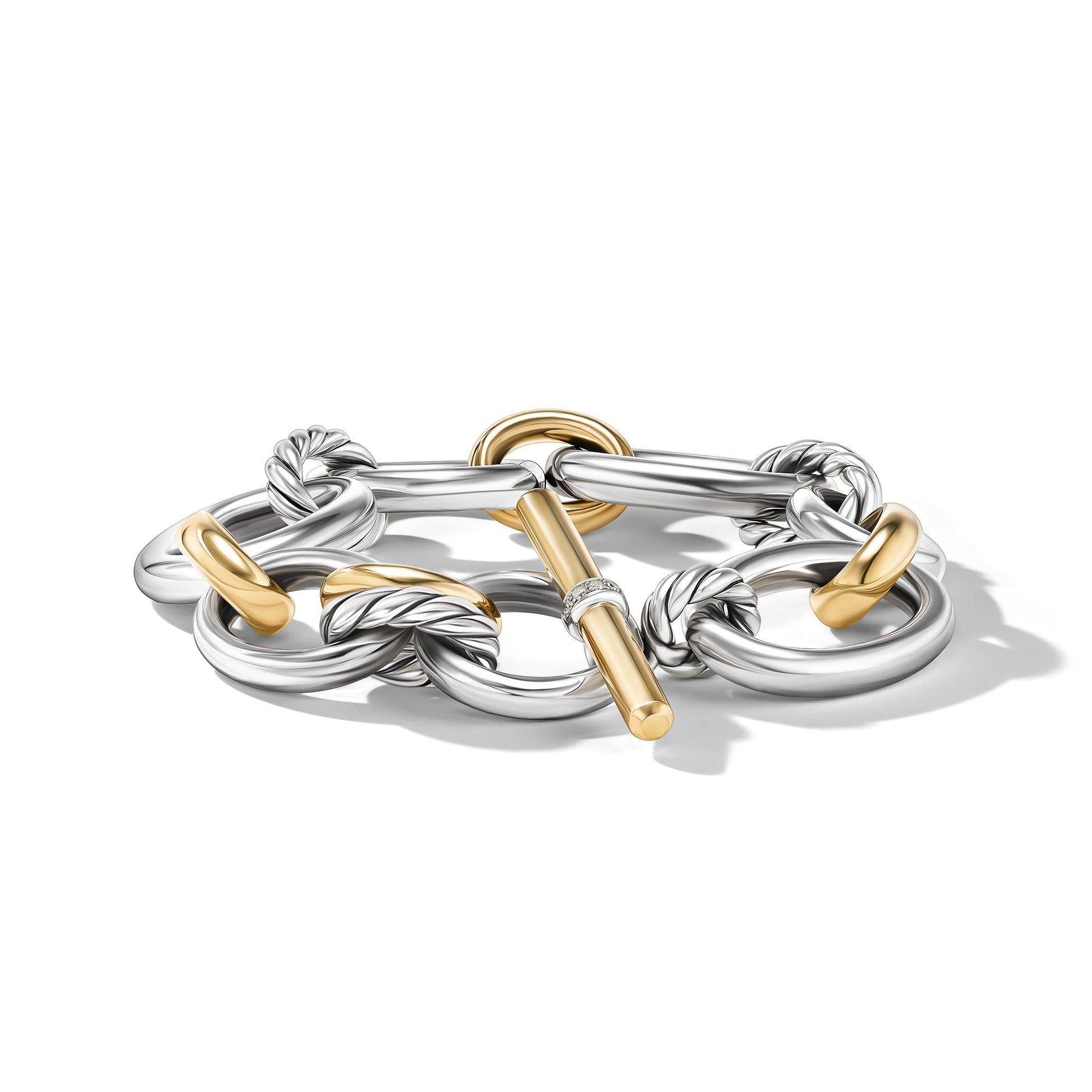 David Yurman Mercer® Chain Bracelet In Sterling Silver With 18k Yellow Gold And Diamonds, 25mm