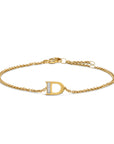 David Yurman Petite Pave Initial Chain Bracelet In 18k Yellow Gold With Diamond D