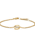 David Yurman Petite Pave Initial Chain Bracelet In 18k Yellow Gold With Diamond S
