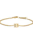 David Yurman Petite Pave Initial Chain Bracelet In 18k Yellow Gold With Diamond E