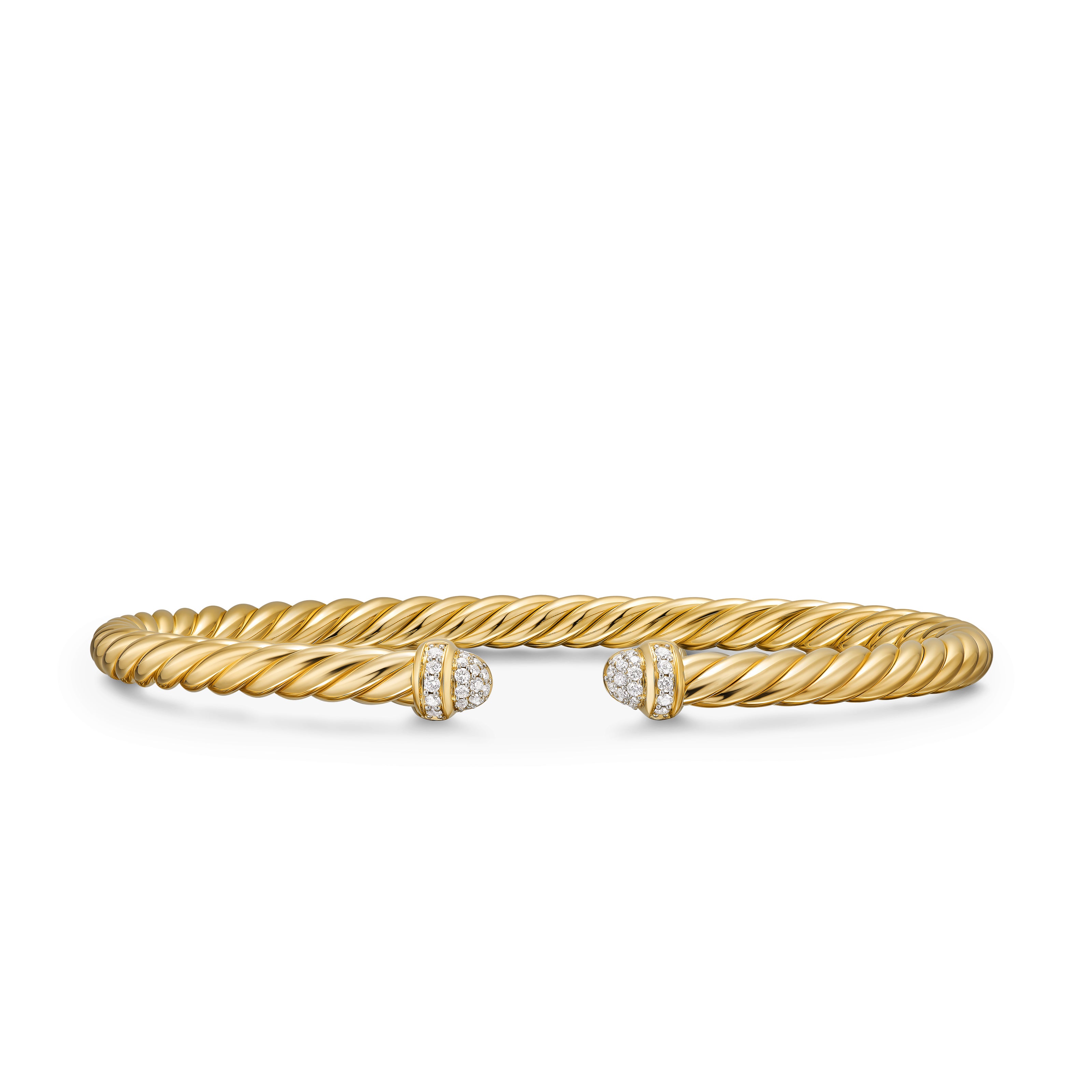 David Yurman Cablespira® flex Bracelet In 18k Yellow Gold With Diamonds, 4mm