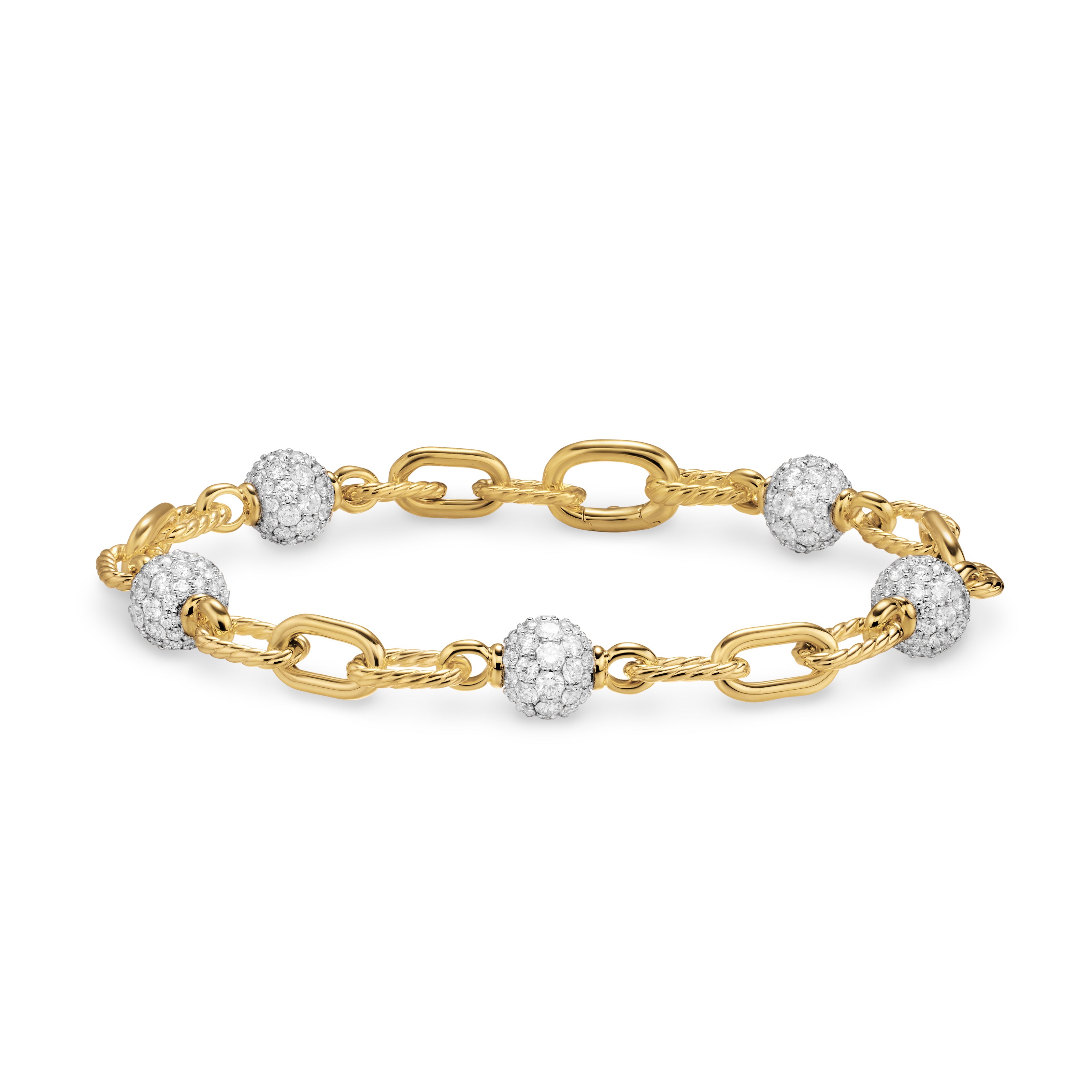 David Yurman Madison® Pavé Bead Chain Bracelet In 18k Yellow Gold With Diamonds, 6mm