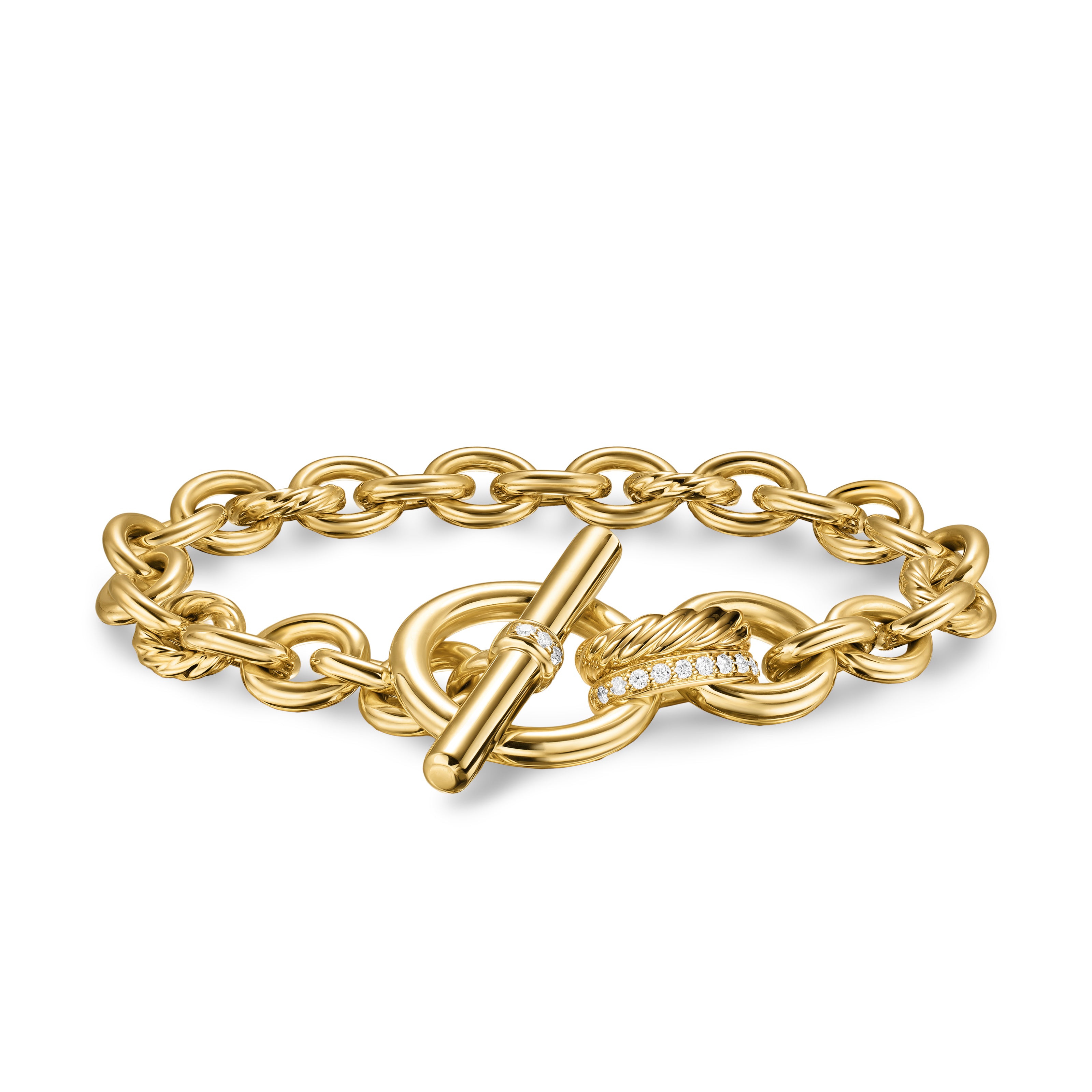 David Yurman Mercer® Toggle Chain Bracelet In 18k Yellow Gold With Diamonds, 8mm
