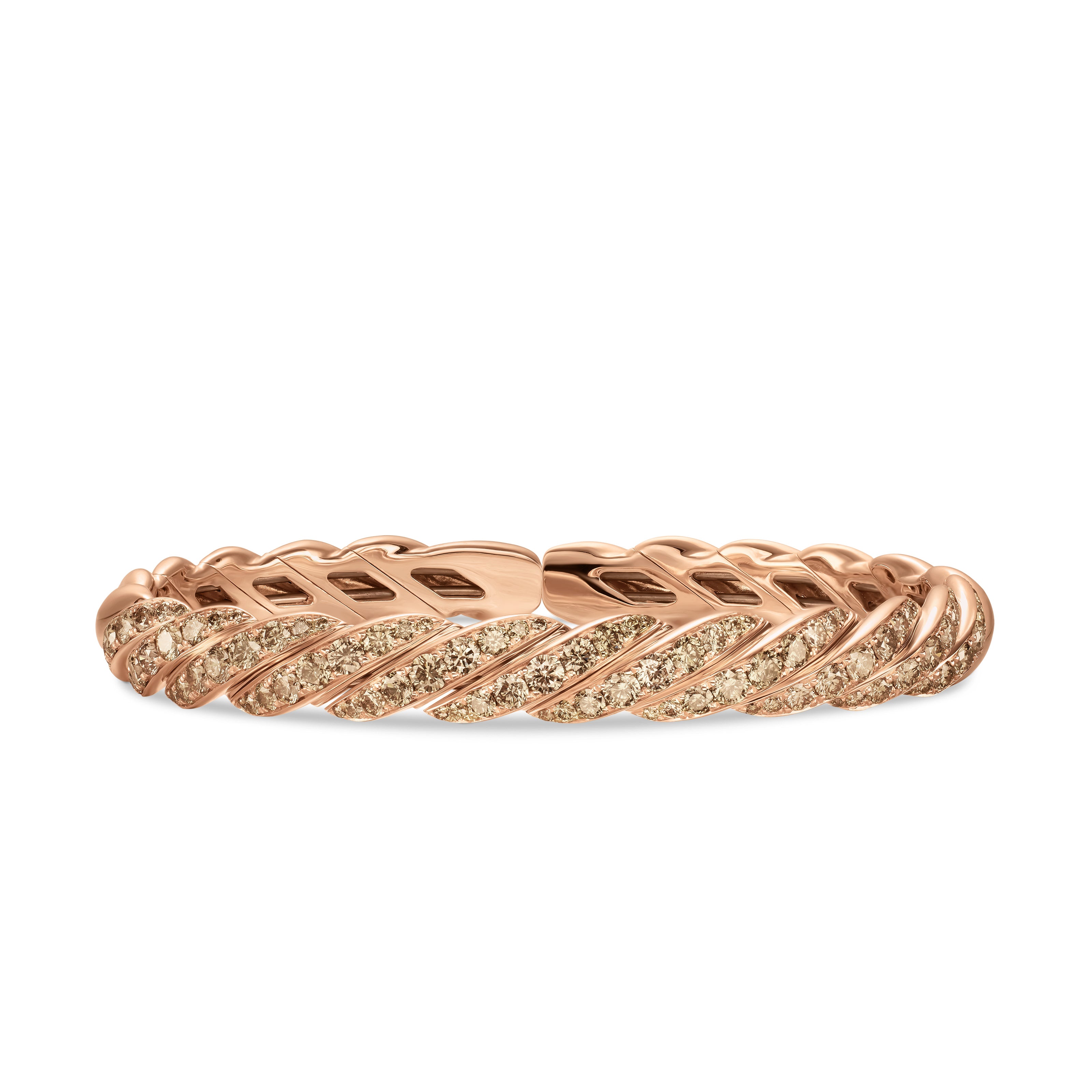 David Yurman Sculpted Cable Flex Bracelet In 18k Rose Gold With Cognac Diamonds, 7.8mm