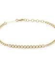 14k Yellow Gold Curb Chain Diamond Segment Bracelet