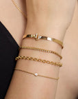 14k Yellow Gold Flat Wire Diamond Cuff Bracelet