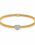 18k Yellow & White Gold Fluted Diamond Heart Bangle