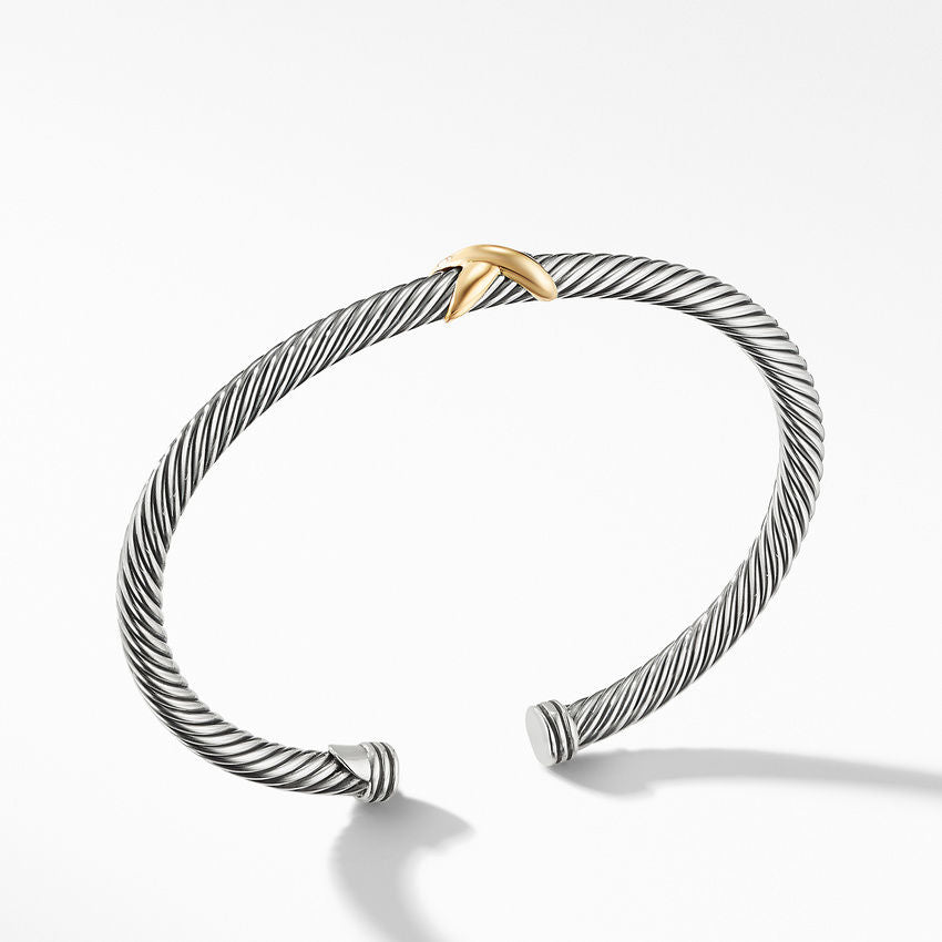 David Yurman 4mm X Bracelet In Sterling Silver And 18k Yellow Gold