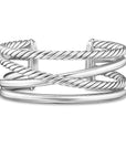 David Yurman Bold Crossover Multi Row Cuff Bracelet In Sterling Silver, 24.4mm