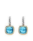 David Yurman Albion Drop Earrings In Sterling Silver With 18k Yellow Gold And Blue Topaz, 10mm