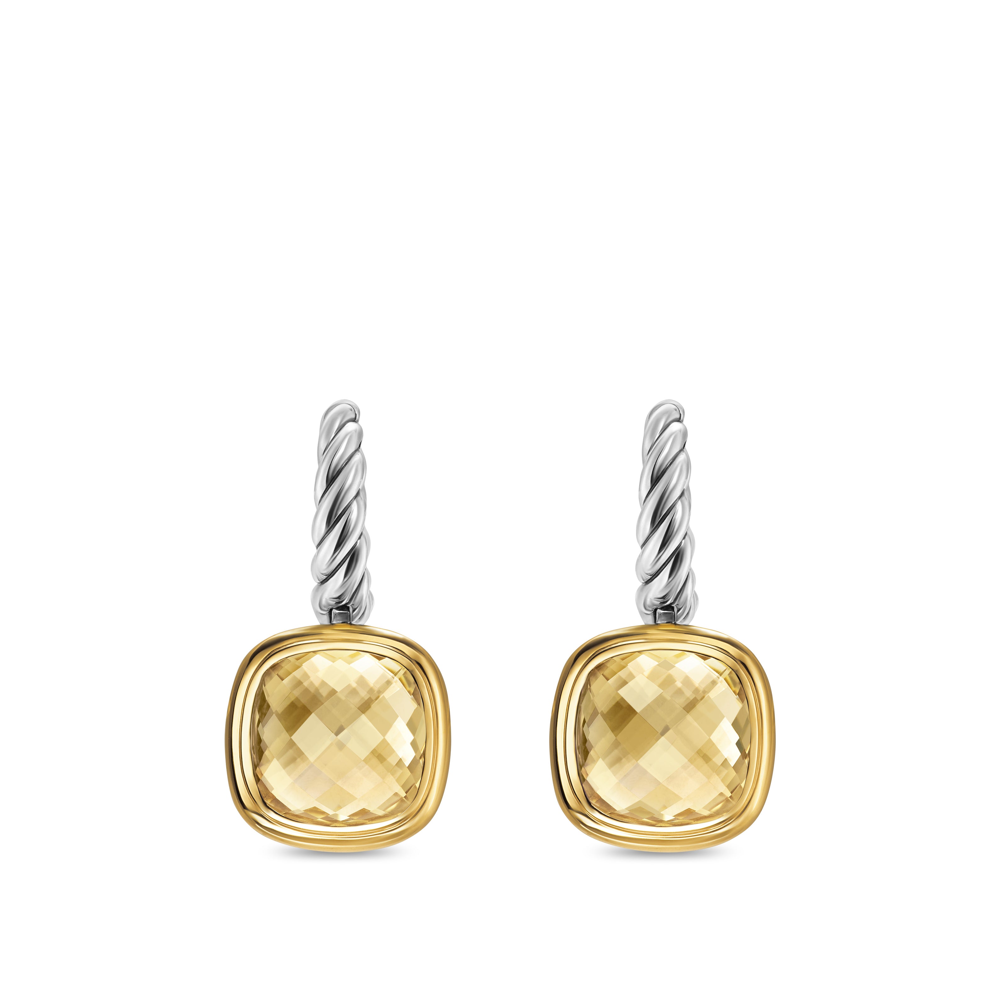 David Yurman Albion® Drop Earrings In Sterling Silver With 18k Yellow Gold And Champagne Citrine, 10mm