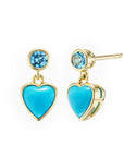 Emily P. Wheeler 18k Yellow Gold Blue Topaz & Turquoise Heart Earrings