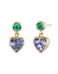 Emily P. Wheeler 18k Yellow Gold Emerald & Tanzanite Heart Earrings
