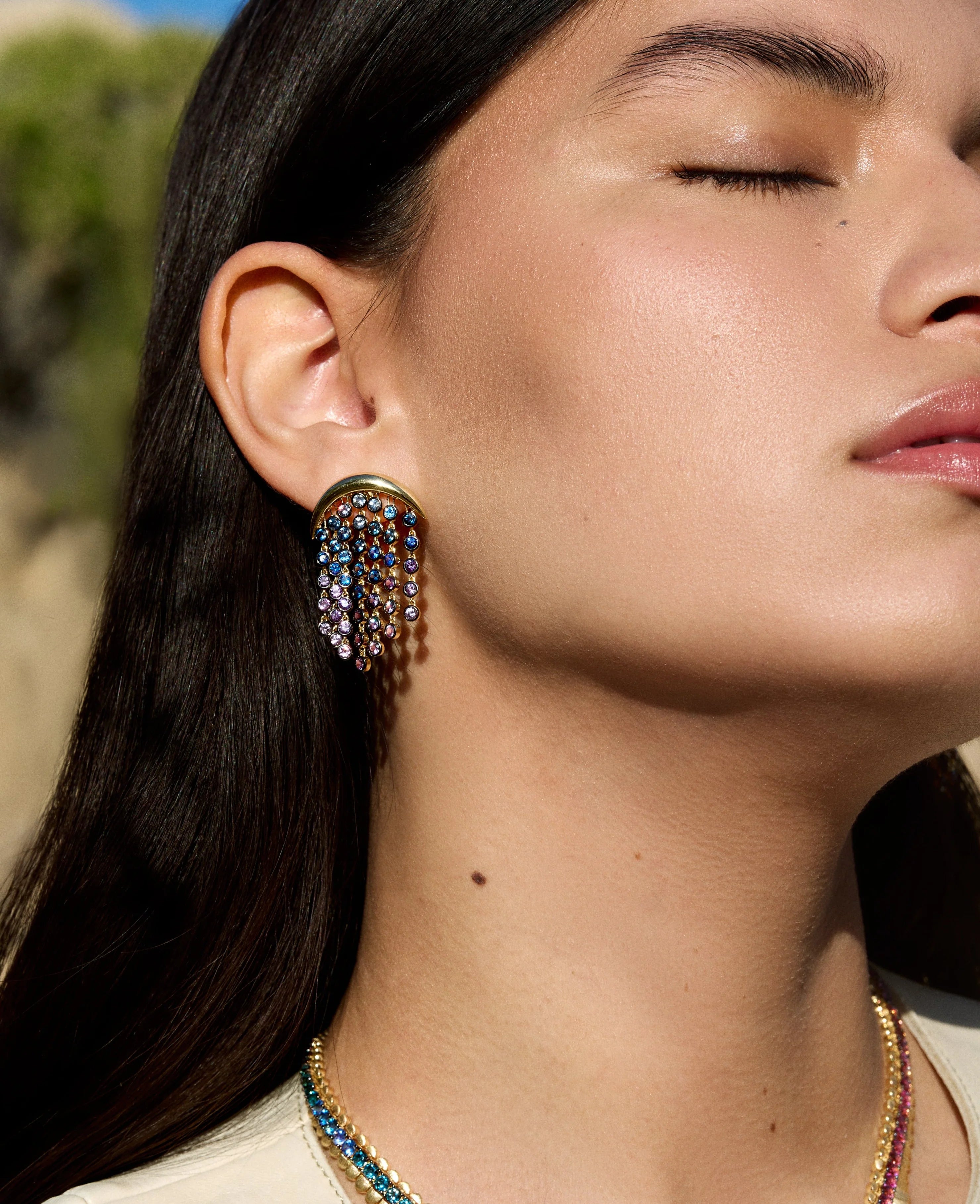 Emily P. Wheeler 18k Yellow Gold Fringe Ombre Sapphire Earrings