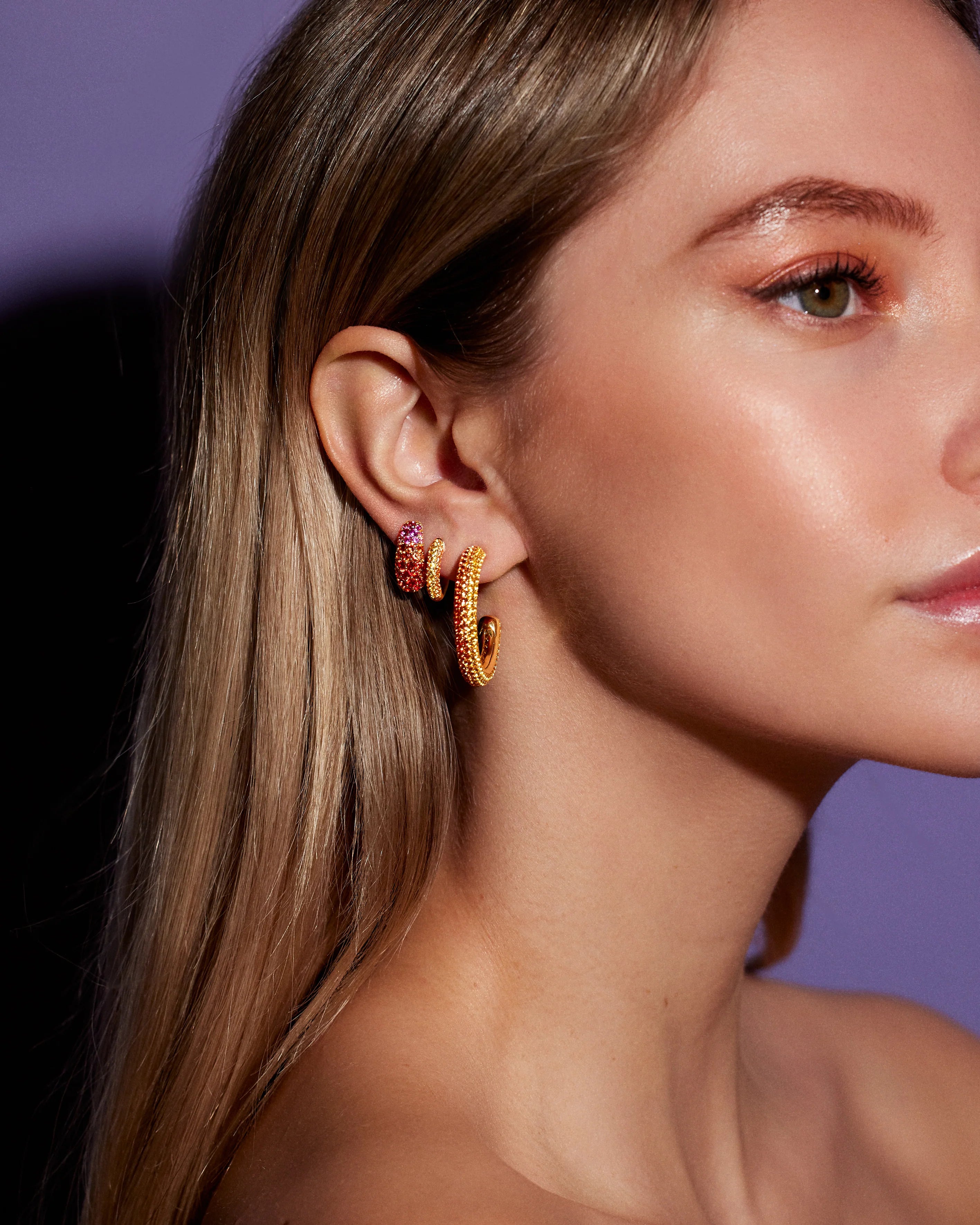 Emily P. Wheeler 18k Yellow Gold Ombre Sapphire Huggie Earrings