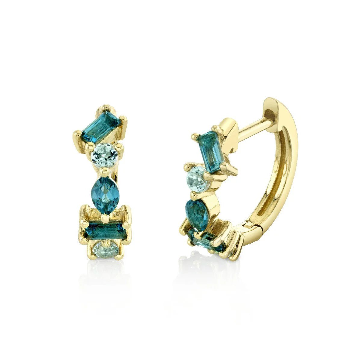 Sloane Street 18k Yellow Gold Multicolor Sapphire Blue Hoop Earrings