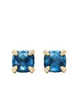 David Yurman Chatelaine Stud Earrings In 18k Yellow Gold With Hampton Blue Topaz And Diamonds, 8mm