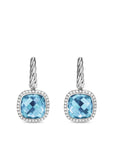 David Yurman Albion® Drop Earrings In Sterling Silver With Blue Topaz And Diamonds, 10mm