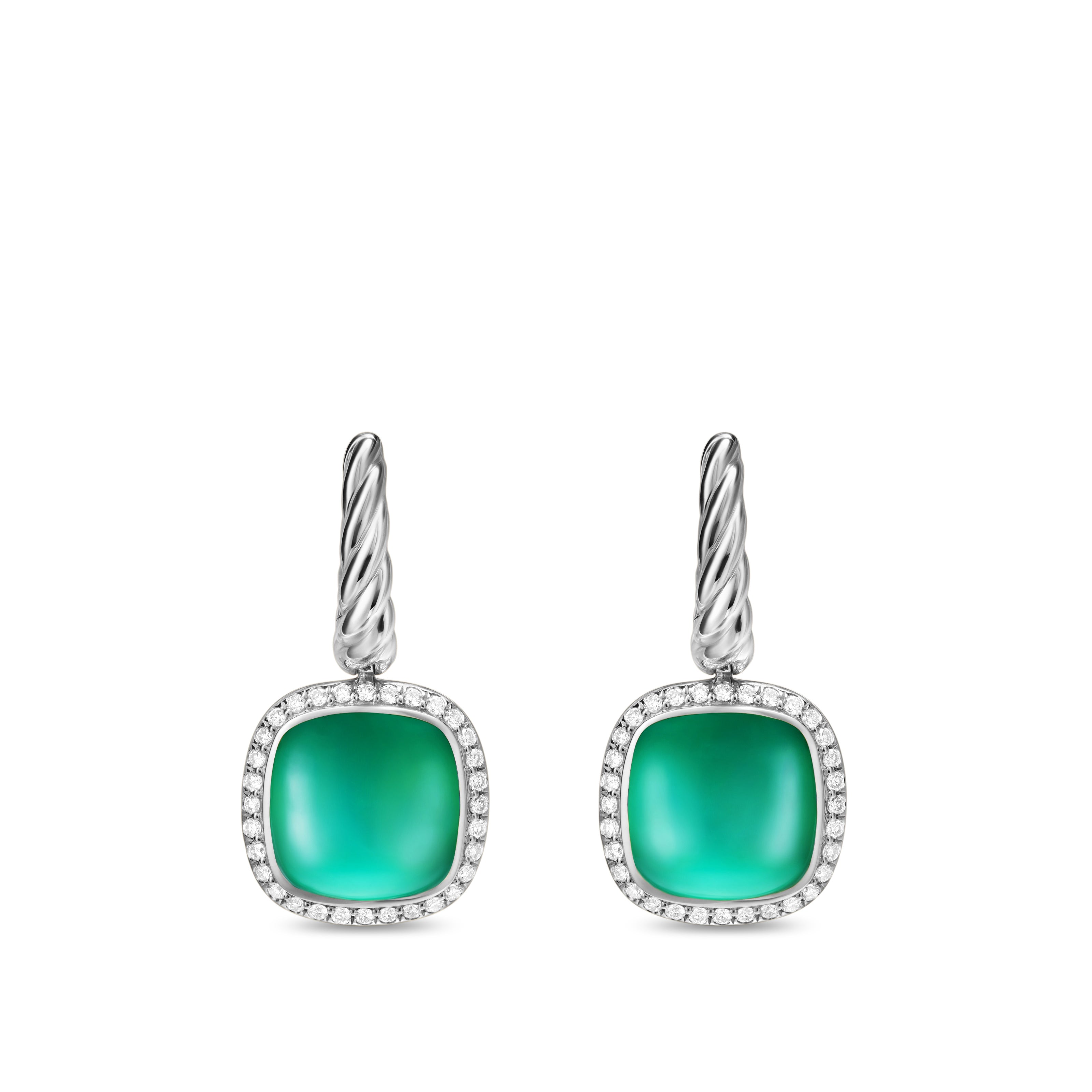 David Yurman Albion® Drop Earrings In Sterling Silver With Lagoon Orchid And Diamonds, 10mm