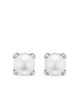 David Yurman Pearl Classics Stud Earrings In Sterling Silver And Diamonds, 6.6mm