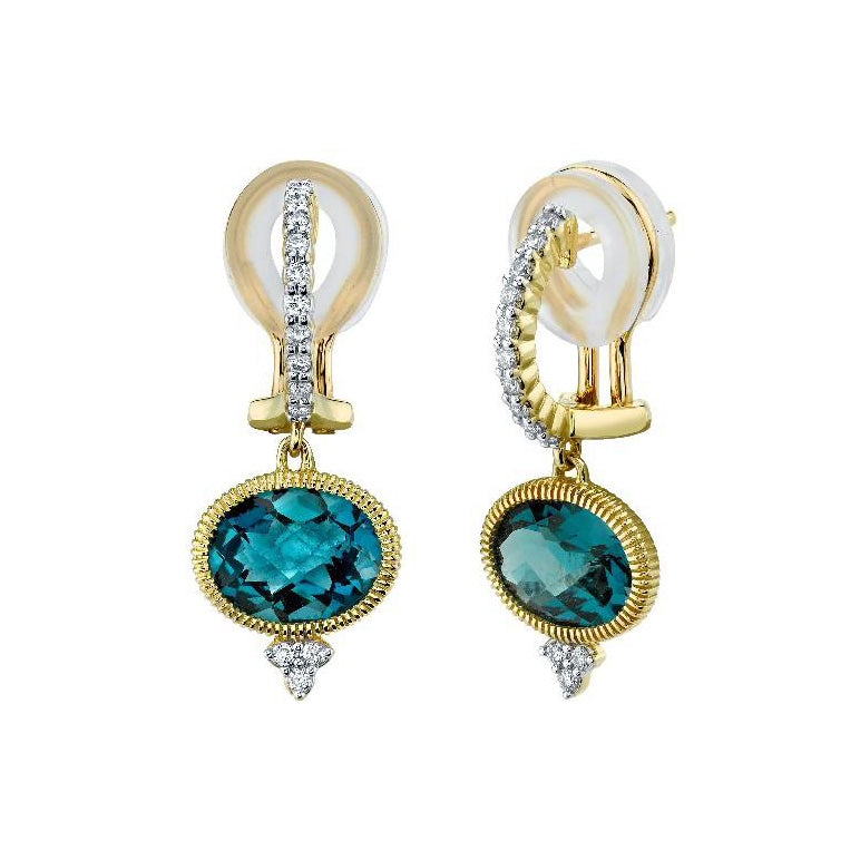 Sloane Street 18k Yellow Gold Topaz & Diamond Drop Earrings