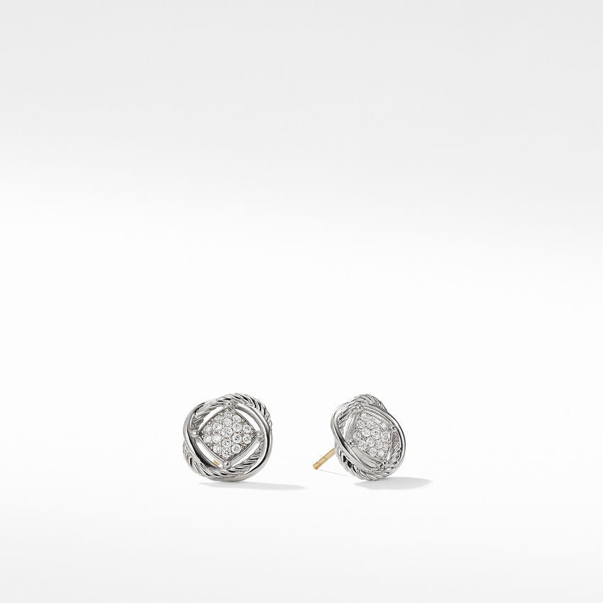 David Yurman 7 Mm Stud Infinity Earrings In Sterling Silver With Diamonds
