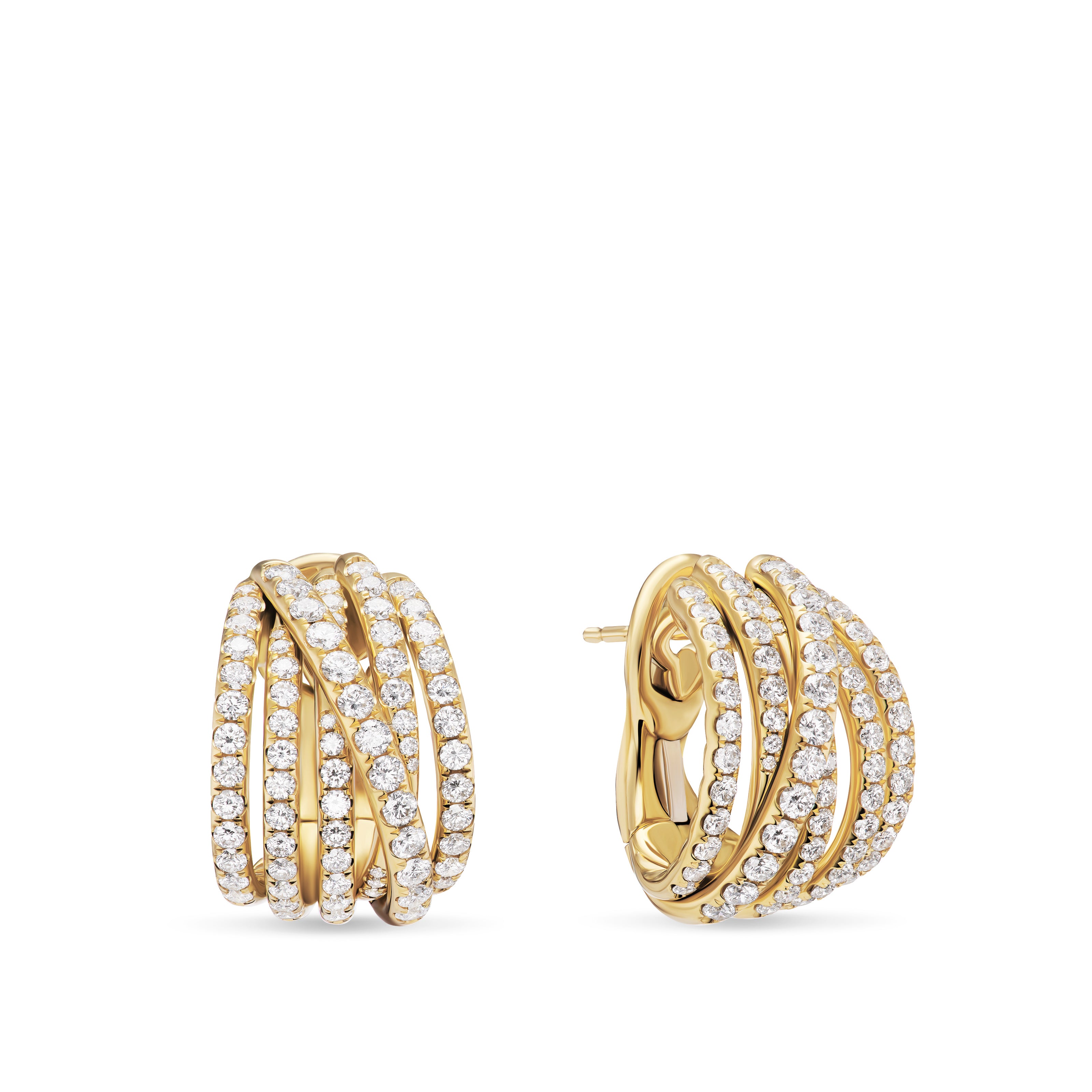 David Yurman Pavé Crossover Shrimp Earrings In 18k Yellow Gold