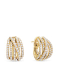 David Yurman Pavé Crossover Shrimp Earrings In 18k Yellow Gold With Diamonds, 19.6mm