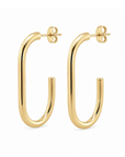 14k yellow gold open oval hoop earrings.
