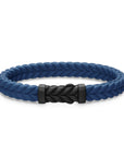 David Yurman Chevron Bracelet In Blue Rubber With Black Titanium, 9mm