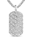 Sculpted Cable Tag In Sterling Silver With Diamonds, 35mm