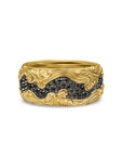 David Yurman Waves Pavé Band Ring In 18k Yellow Gold With Black Diamonds, 10.5mm