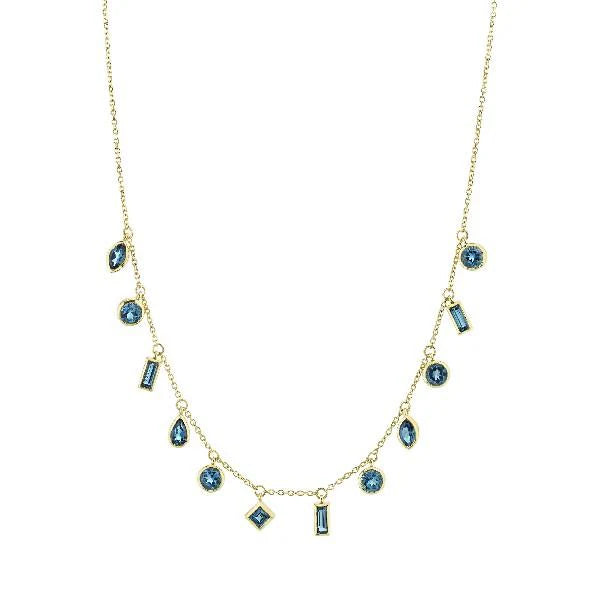 Sloane Street 18k Yellow Gold Blue Topaz Drop Chain Necklace