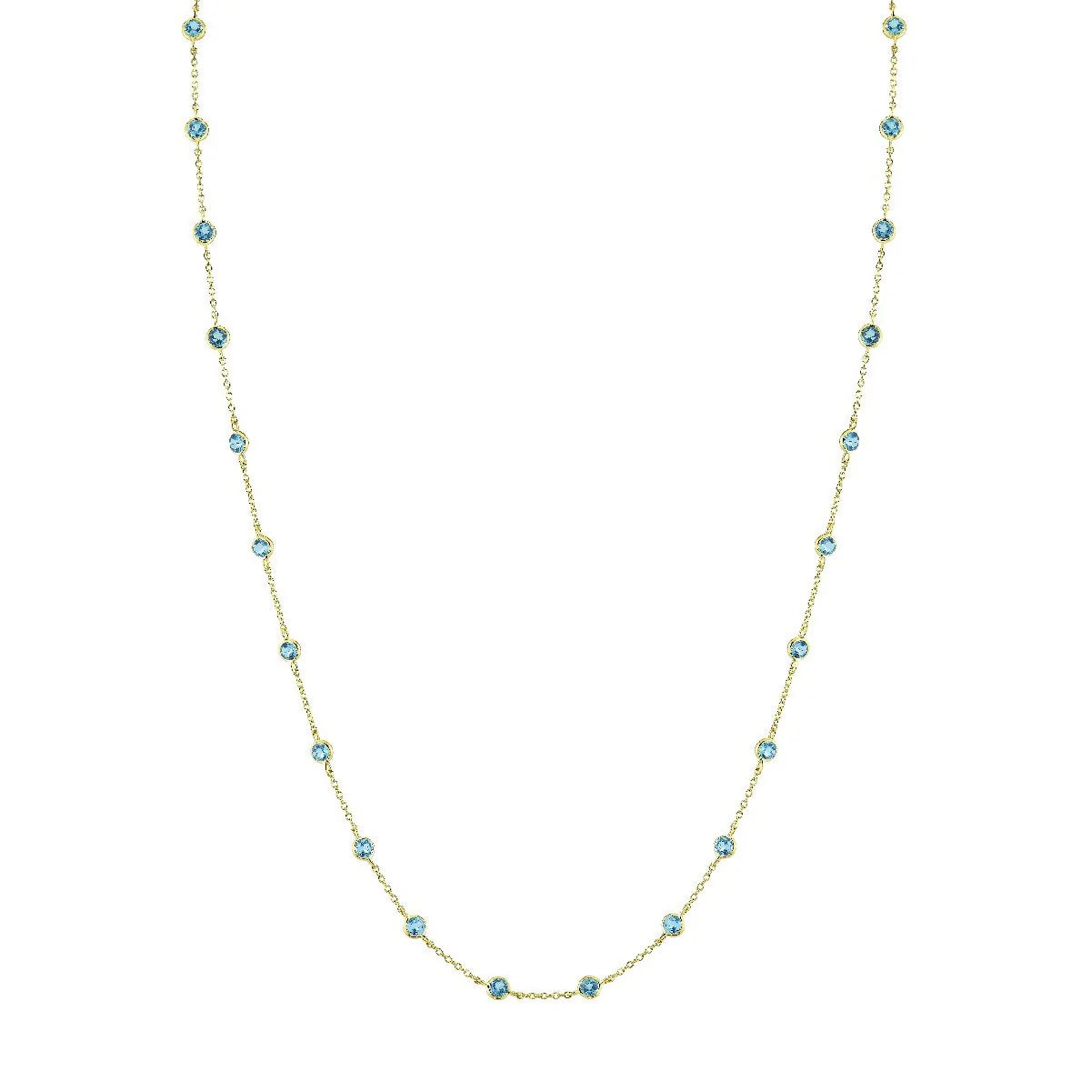 Sloane Street 18k Yellow Gold Blue Topaz Station Necklace