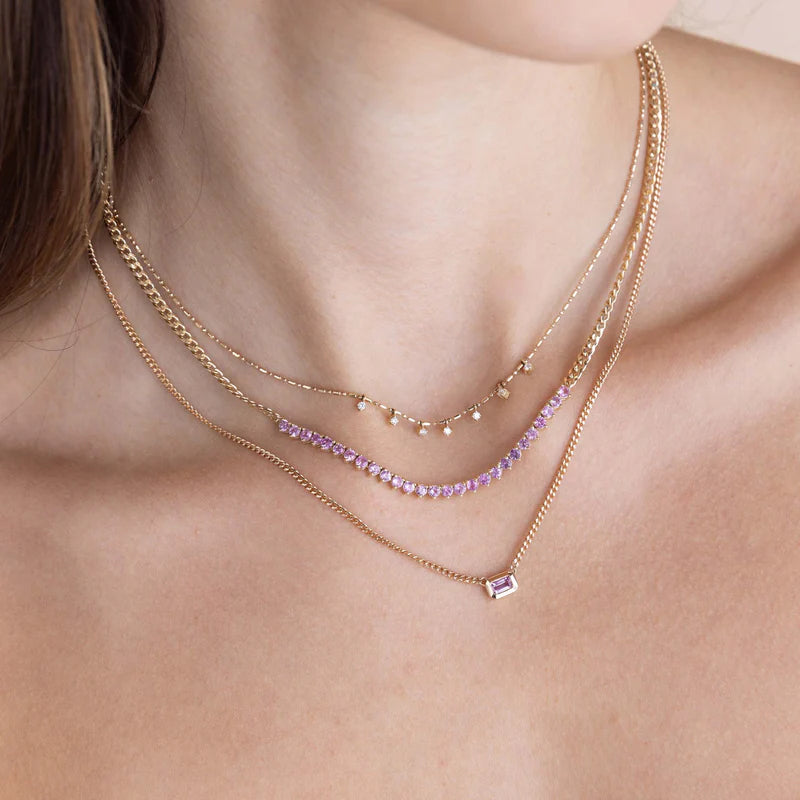 Zoe Chicco 14k Yellow Gold Pink Sapphire Bezel Necklace – Brown Zoe Chicco 14k Yellow Gold Pink Sapphire Bezel Necklace – Brown