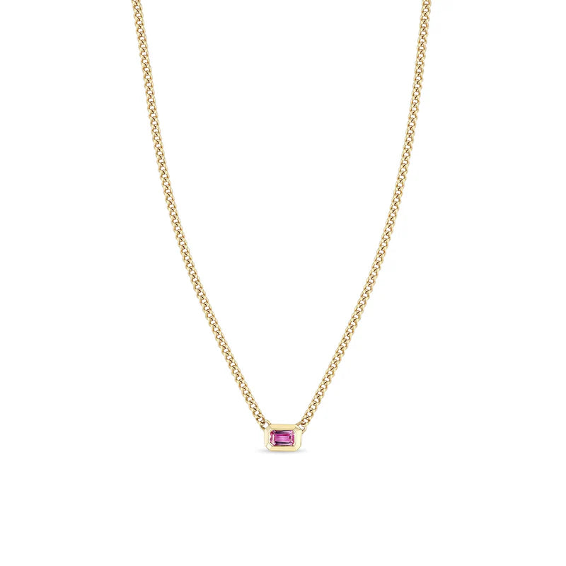 Zoe Chicco 14k Yellow Gold Pink Sapphire Bezel Necklace – Brown