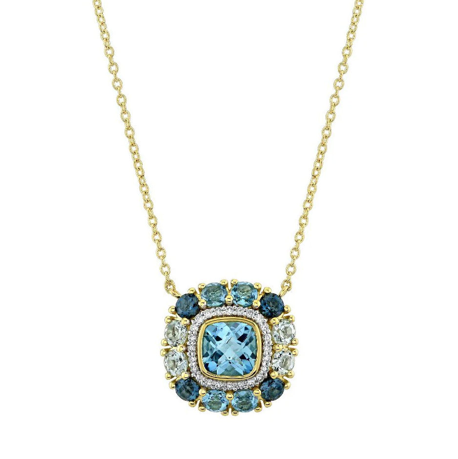 Sloane Street 18k Yellow Gold Blue Topaz And Diamond Pendant Necklace