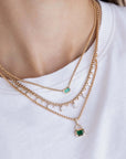 14k Yellow Gold Emerald "Lock" Chain Necklace